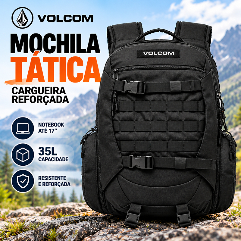 Mochila tática Cargueira Camping Reforçada Notebook Volcom