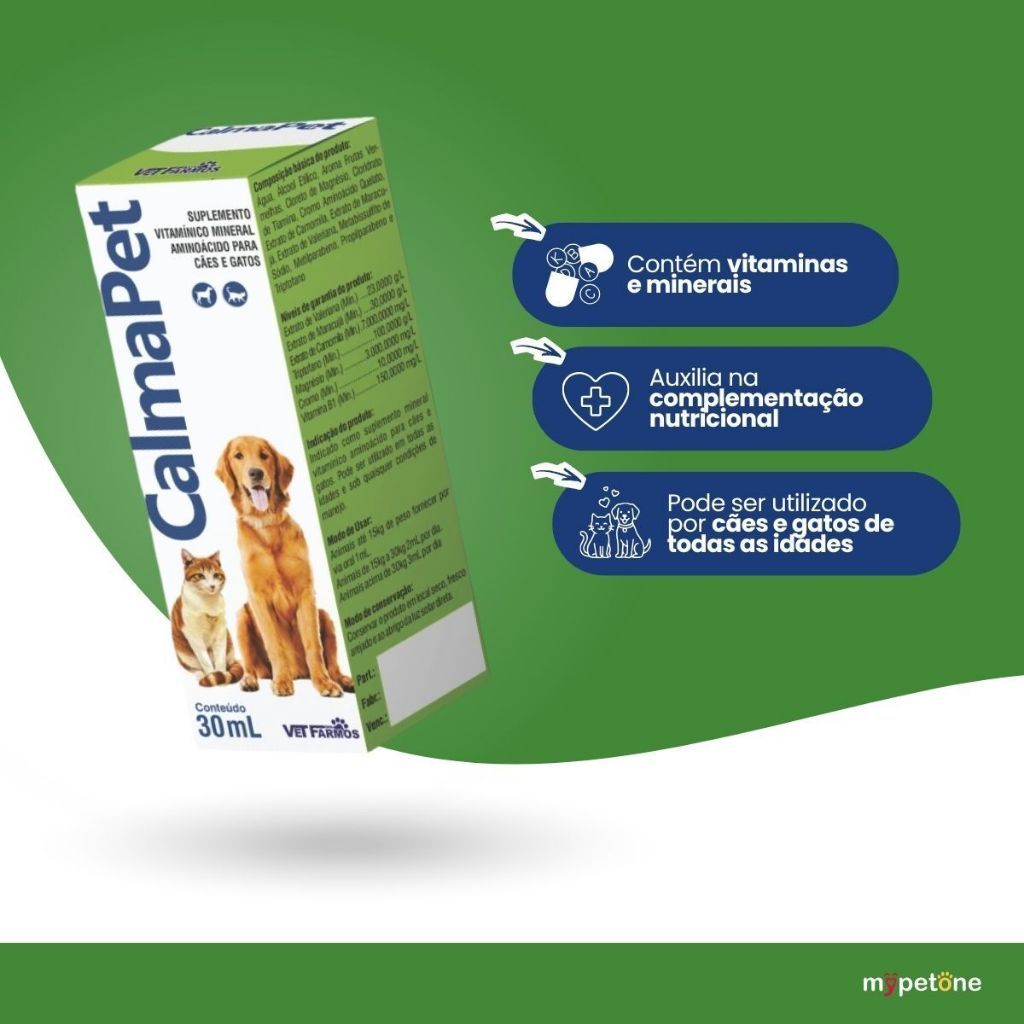 Calmapet 30ml Suplemento Calmante Natural Para Pets Cães E Gatos Com Extrato Maracujá e Camomila 1, 2, 3 Ou 4 Unidades — imagem 2 de 2