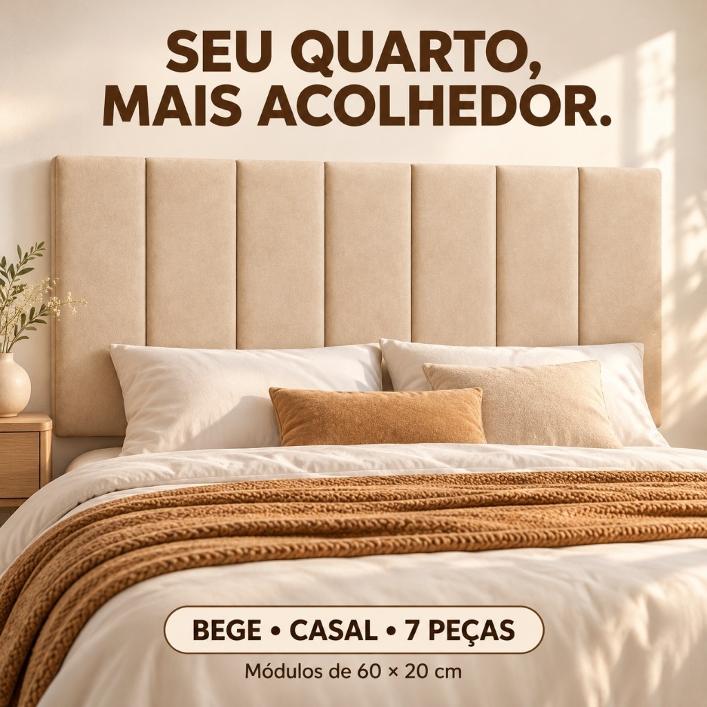 Cabeceiras de Cama Casal King Premium 60x20cm Decorativas Opções para Solteiro Casal Queen King