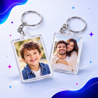 Chaveiro Acrílico Com Sua Foto 3x4cm Personalizada Frente E Verso Lembrancinha