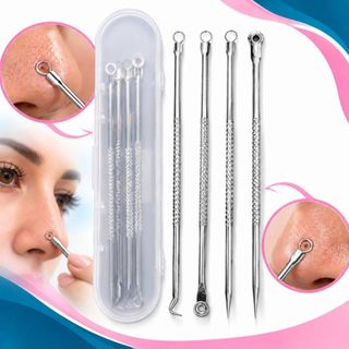 Extrator de espinhas de aço inoxidável, agulha dupla para cravos