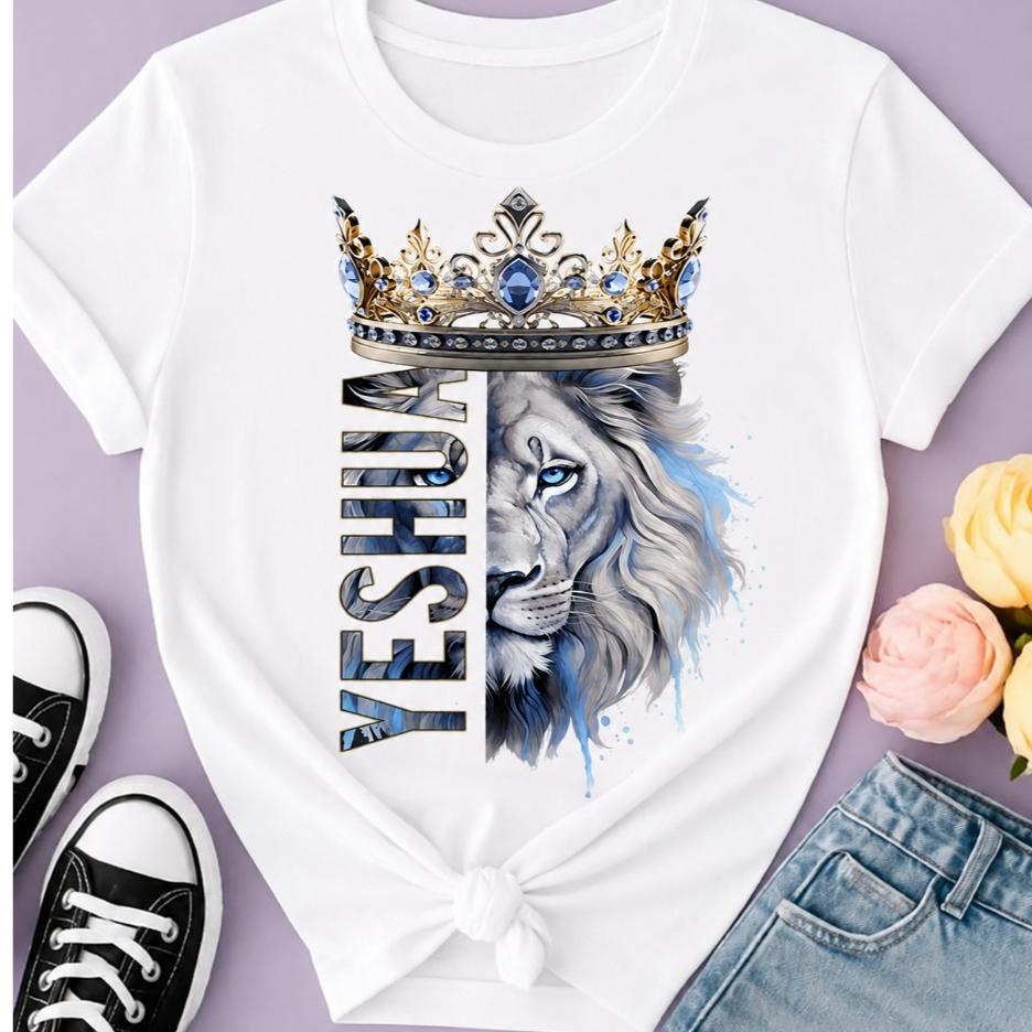 Camiseta Feminina Cristã Yeshua 100% Algodão Premium Branca Estampada Gospel Evangélica P ao GG Premium