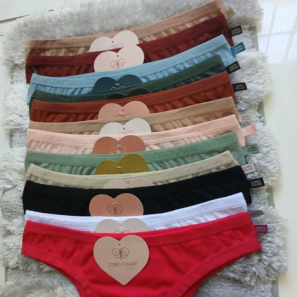 Kit 10 Calcinhas de Algodão Corpo Colado Modelo Tanga Sônia cores diferentes