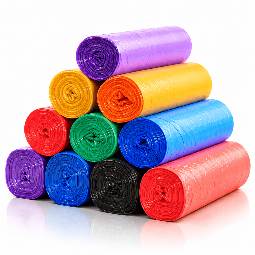 Sacos de Lixo Coloridos 45x45cm em Rolo Multiuso para Cozinha Banheiro Escritório 65 unidades Coleta Seletiva