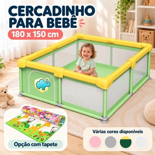 🔥Cercadinho Para Bebê Grande cercado Infantil 180 x150cm | Cercadinho Bebê Chiqueirinho Proteção Bebê Cinza Qualidade