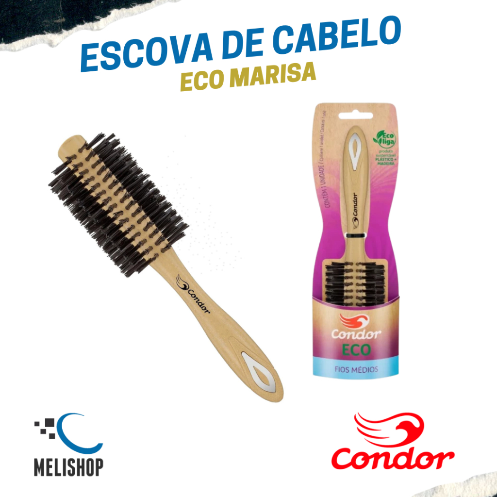 Escova Modeladora Eco Marisa Cerdas Macias Profissional para Secagem e Volume Condor