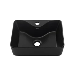 Cuba de Apoio Slim Retangular Sem Válvula para Banheiro Louça Cerâmica 40x30cm Cornalina Pingoo - Preto Fosco