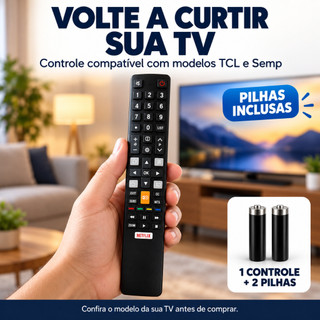 Controle Remoto Compatível TCL Semp Smart TV TV RC802N CTF6850 com Netflix e Globoplay + Pilhas | Pronto para Usar