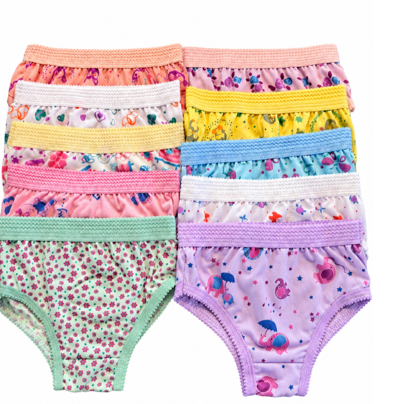 Kit 3, 5 ou 10 Calcinhas Infantil Menina Estampadas Cós Largo Confortáveis Algodão Dia a Dia