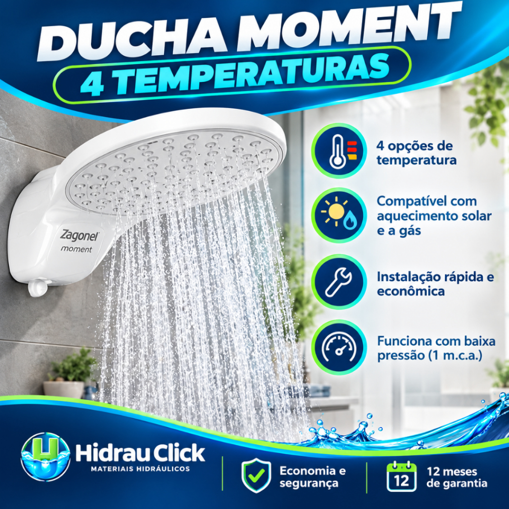 Chuveiro Elétrico Ducha Moment 4 Temperaturas Branco Zagonel