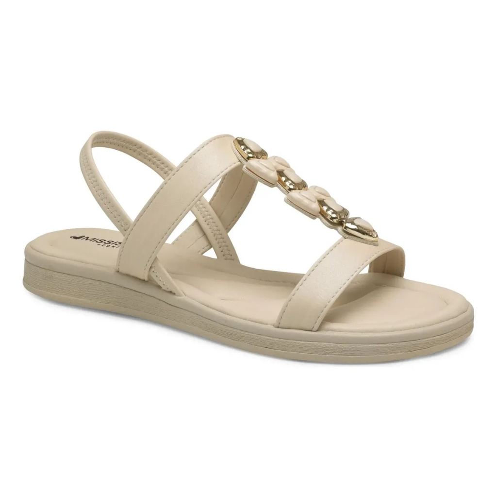 Sandália Papete Mississipi Flatform Feminino J1822 com Pedraria Casual Confortavel Calce Facil