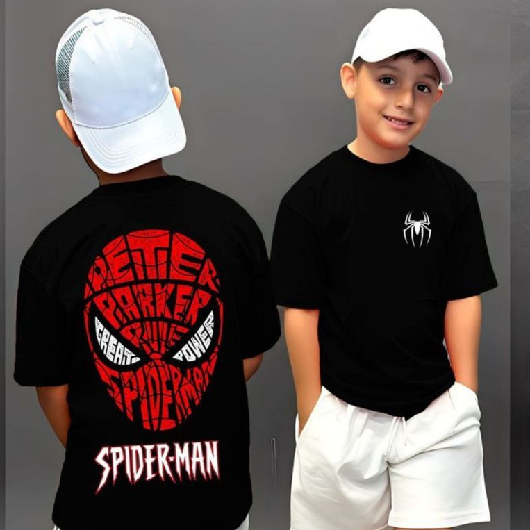 Camiseta Masculina Infantil Spider Man Algodão Blusa Menino Estampada Leve e Fresca Lançamento