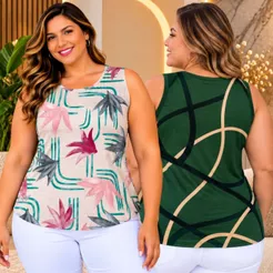 Kit 2 Blusinha Regata Feminina Verão M G GG Estampadas Promoção