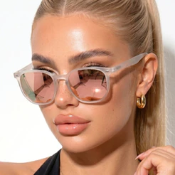 Óculos de Sol Hexagonal Rose Espelhado Premium Tendencia Blogueira Virginia Em Alta uv400 Feminino