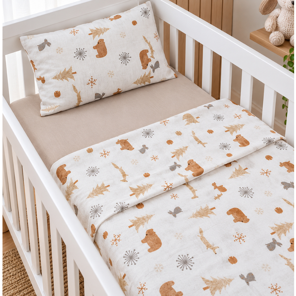 Jogo Lençol para Quarto de Bebê 100%Algodão Conjunto 3 Peças para Berço Padrão Americano