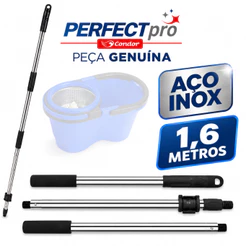Cabo Mop Perfect PRO Inox para Mop Perfect Pro 360 Move - Giratório 1,60m, Aço Inox, Alcance Difícil