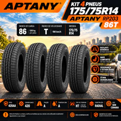 Kit 4 Pneus 175/75R14 Aptany RP203 86T Aro 14 Palio Siena Uno Gol Voyage Fox