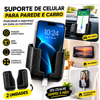 Suporte para Celular de Parede Adesivo Multiuso para Casa e Carro Organizador de Controle Remoto