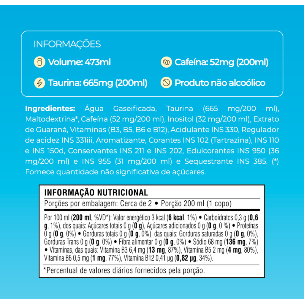 Energético Baly Manga Sem Açúcar 473ml Pack 6 Latas — imagem 2 de 2