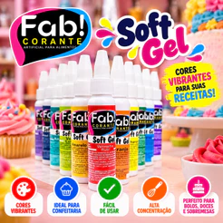 Kit 25 Corantes Alimentícios Fab! Soft Gel 25g Concentrados – Cores Variadas