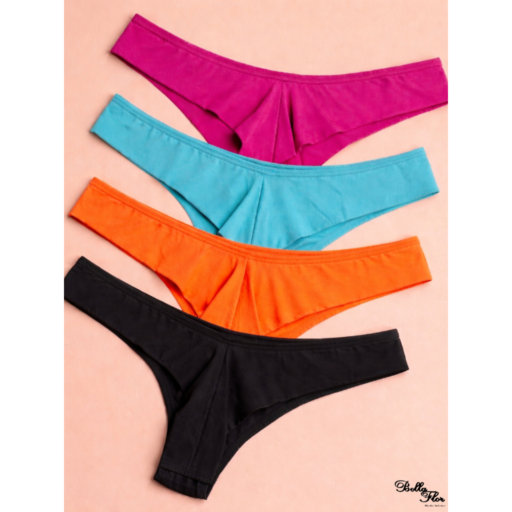 KIT até 10 Calcinhas Empina Bumbum Fio Dental Duplo Conforto Sensual Sem Costura no Bumbum