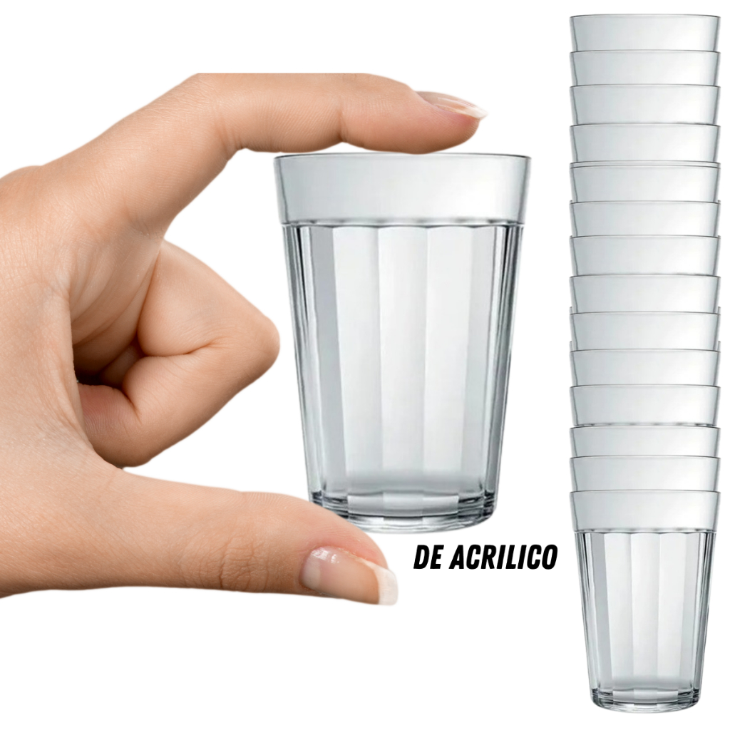 Kit 100 Copos Shot Acrílico 50ml Dose Cachaça Tequila Vodka Whisky Resistente Para Festa Aniversário