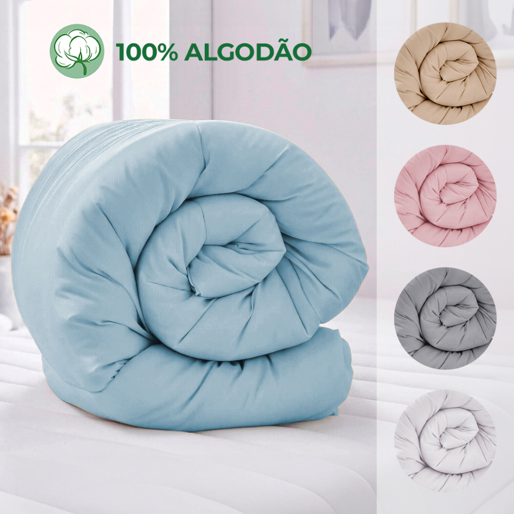 Edredom 100% Algodão 200 Fios Extra Macio Dupla Face Premium Solteiro Casal Queen em Oferta na Shopee
