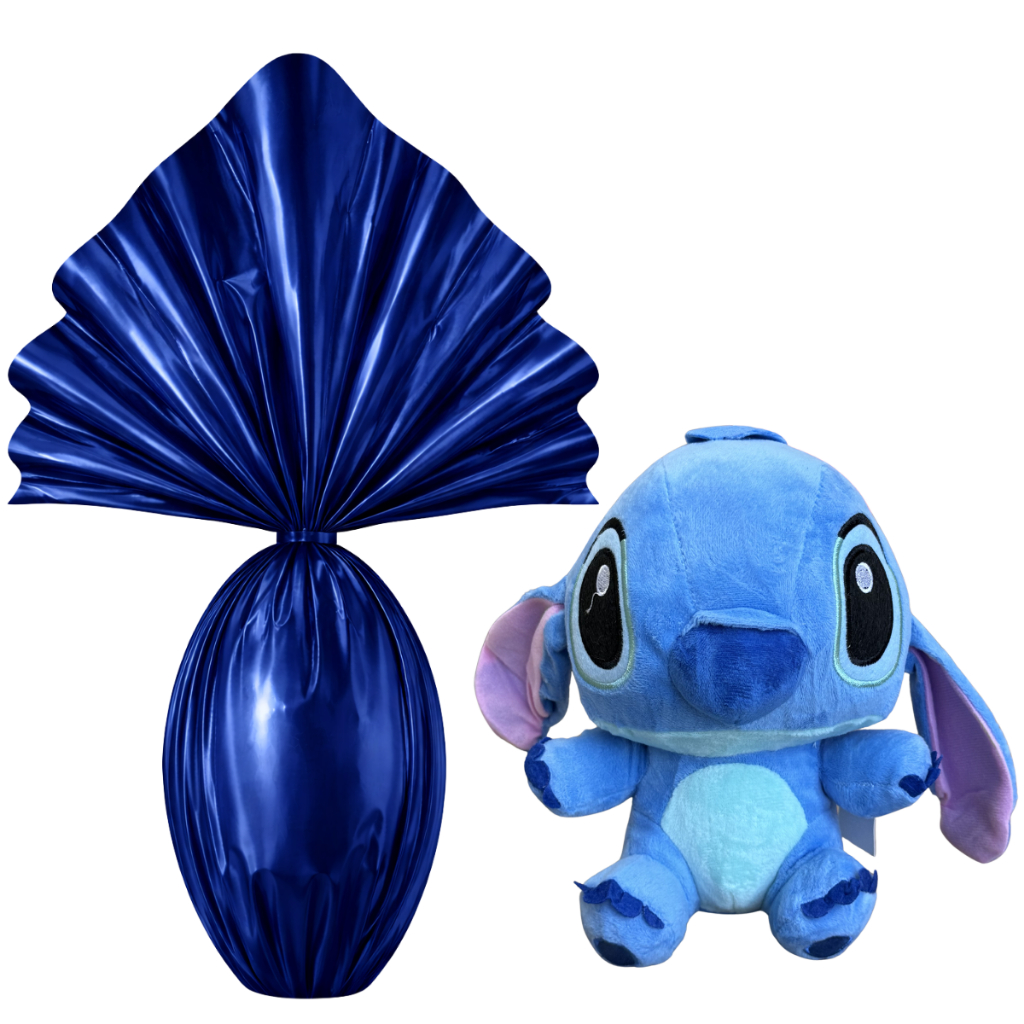 Kit Ovo De Páscoa 250g Pelucia Lilo Stitch 25cm Ovo com Brinquedo Chocolate Nobre