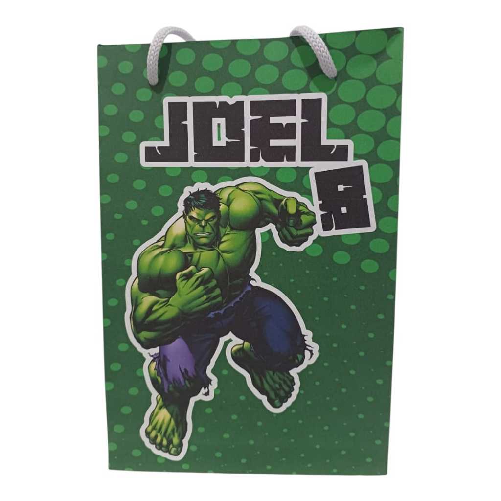 Sacolinha Personalizada com nome e idade (cabe Pipoca) Hulk Surpresa Festa Aniversário Lembrancinhas