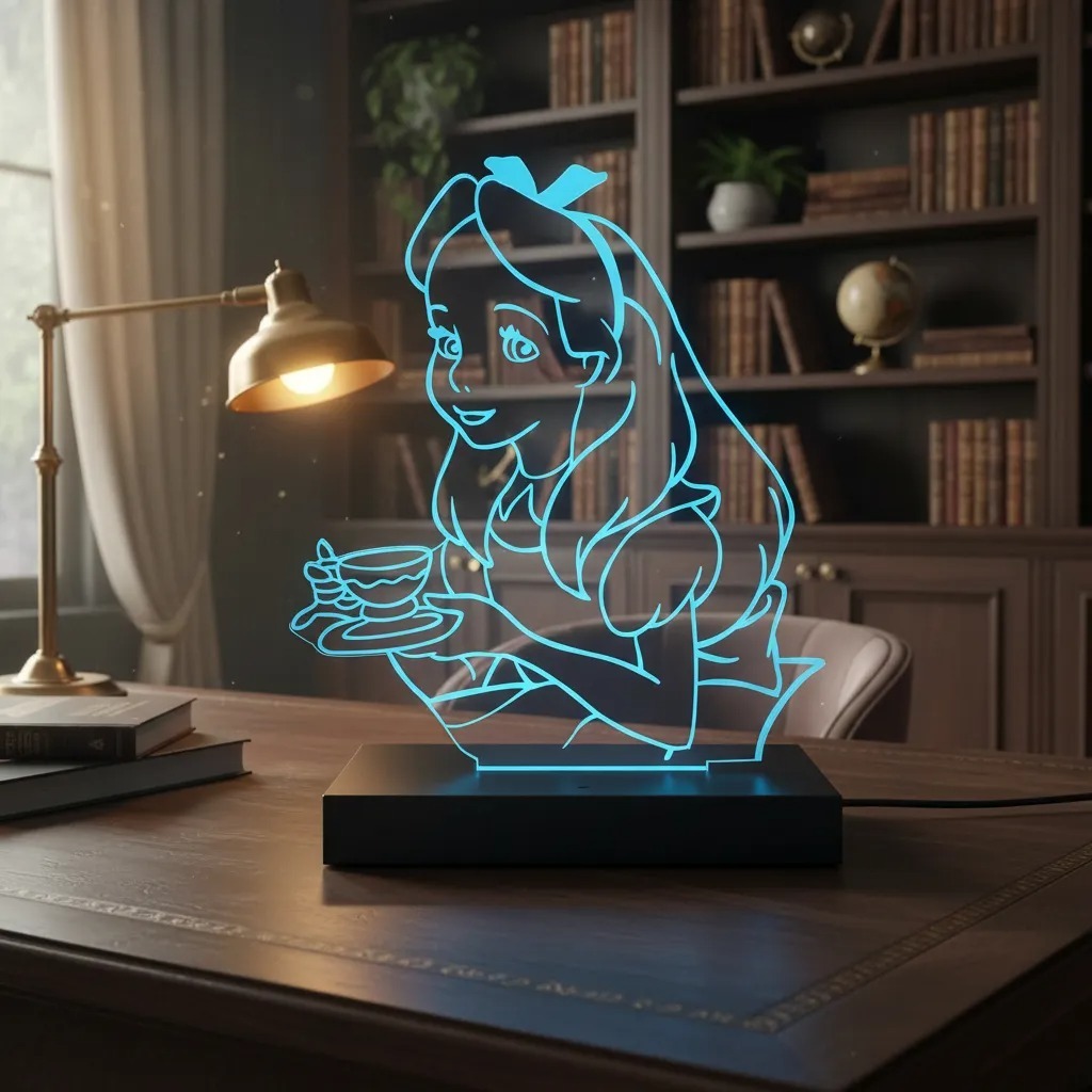 Luminária Led 3d | Alice País Maravilhas | Abajur Presente Criativo Decoração