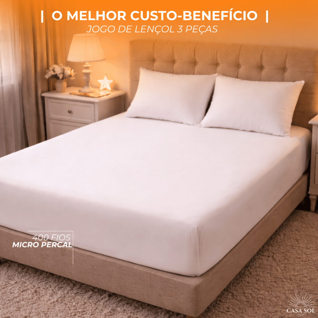 JOGO DE LENÇOL  |  BASIC  |  CASAL  |  3 PEÇAS  |  MICRO PERCAL  |  400 FIOS  |  MACIO  |  CORES