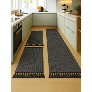 Jogo de 3 Peças de Tapete de Cozinha em Passadeira de Tear - Design Moderno, Antiderrapan…