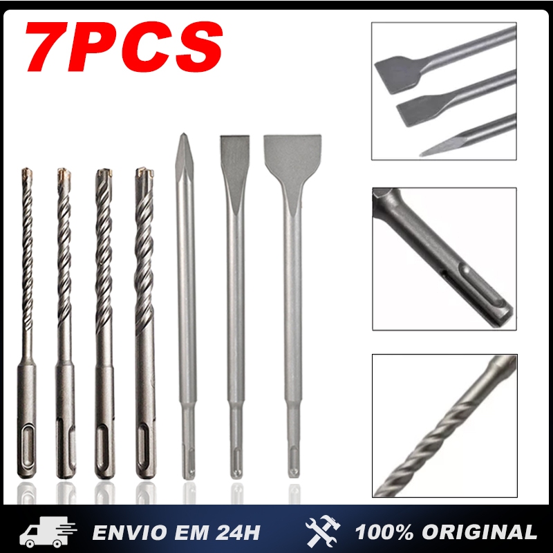 Kit 7 Peças SDS Plus Martelete Rompedor 6mm 8mm 10mm 12mm