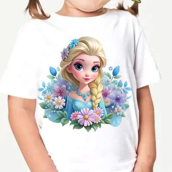 Camiseta  Blusa Infantil personagens frosen sininho ariel branca de neve  desenho anime estilosa.