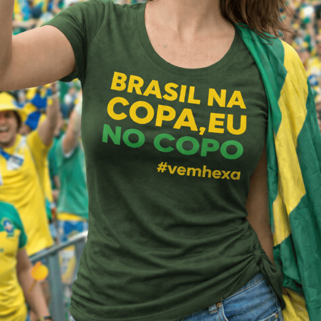 Camisa Feminina Moda Tendencia Blusinha Frase Brasil Na Copa Camiseta Leve Confortável
