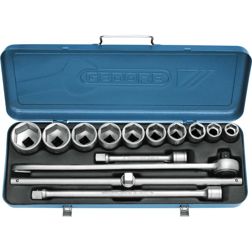 Jogo de Soquetes Sextavados 3/4" 14 Peças 22 a 50 mm Gedore