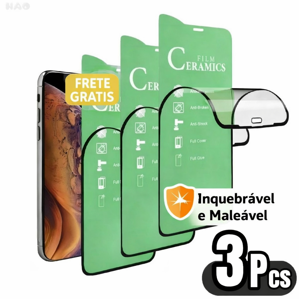 3x Películas cerâmica 3d 9D Não quebra, iPhone 12/12pro 13/13pro 14 normal ENVIO IMEDIATO em Oferta na Shopee