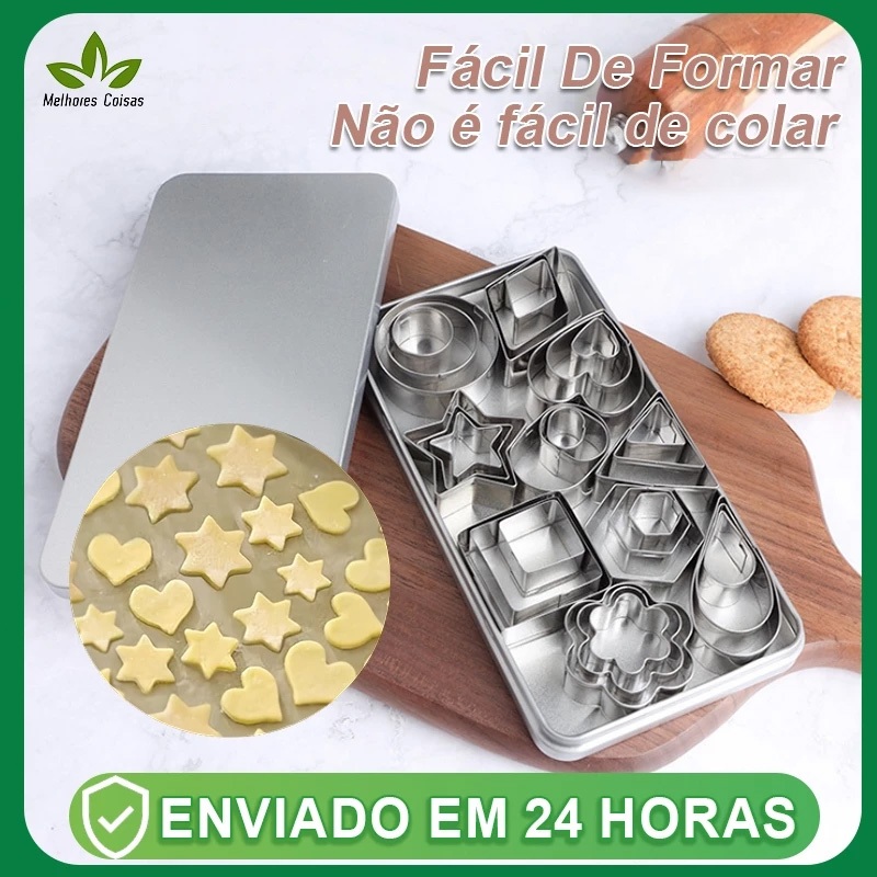 Cortador de Biscoito Legumes Frutas Molde Confeitaria Estrela Coração Aço Inox em Oferta na Shopee