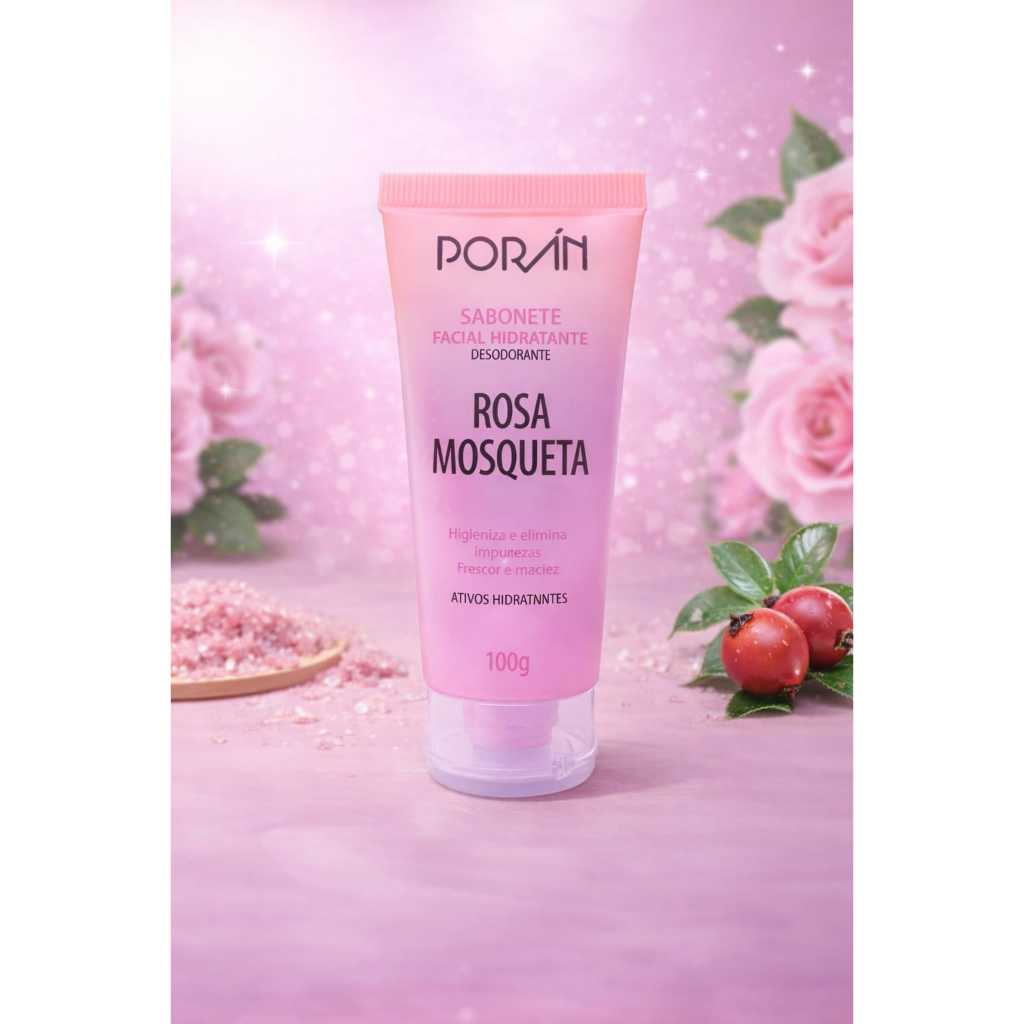 Sabonete Facial Rosa Mosqueta Porán 100g Vegano – Limpeza Profunda e Hidratação em Oferta na Shopee