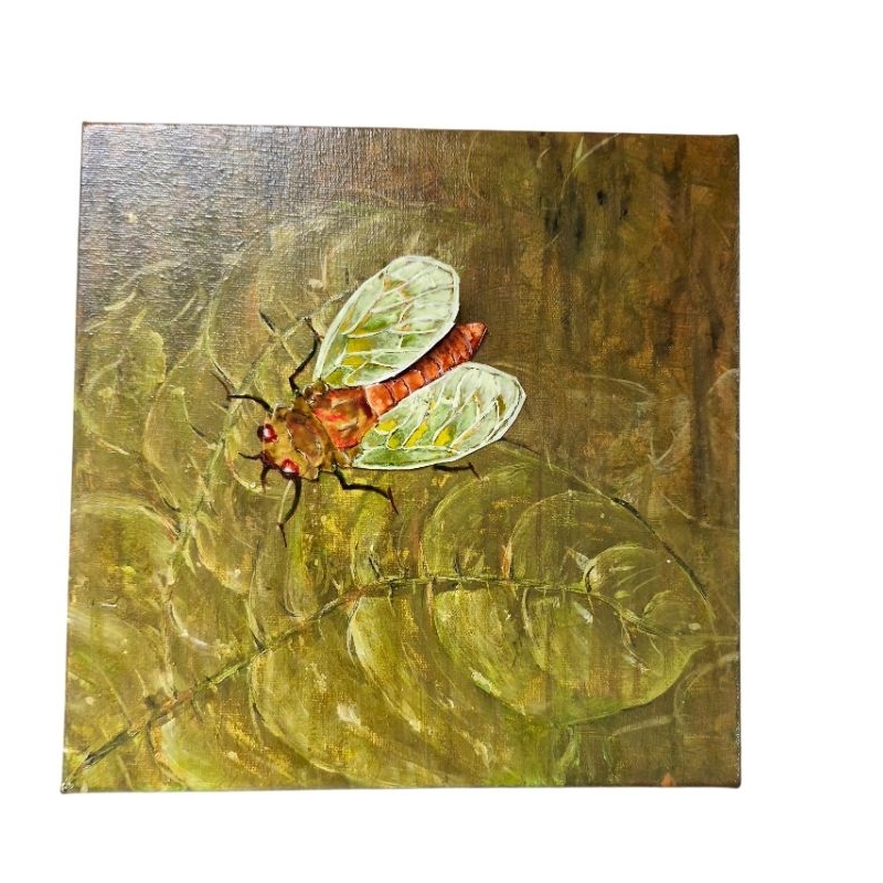 Quadro Tomie Art "Cigarra" Tela e Cobre - L4xC20xA20cms