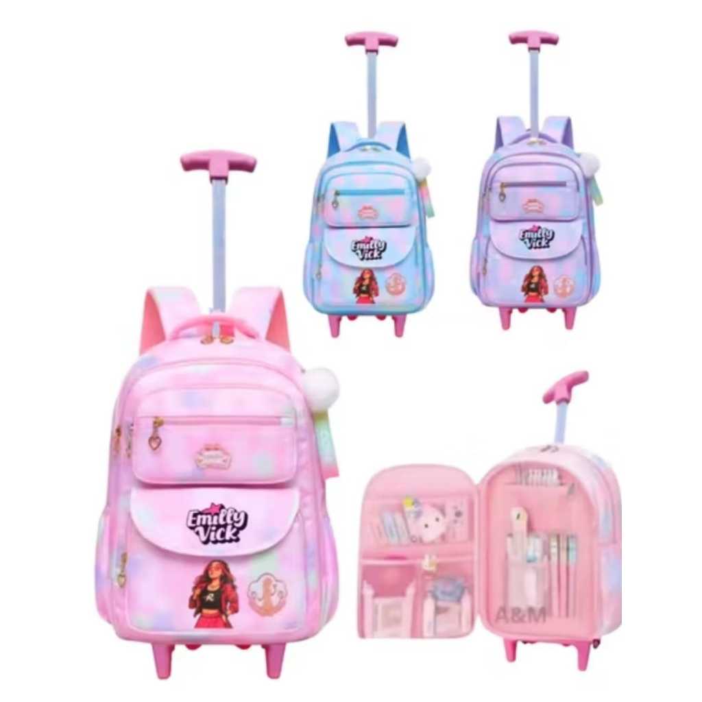 Mochila Escolar  Inspirado no Emilly Vick de 180 graus Impermeável com rodinha de Silicone em Oferta na Shopee