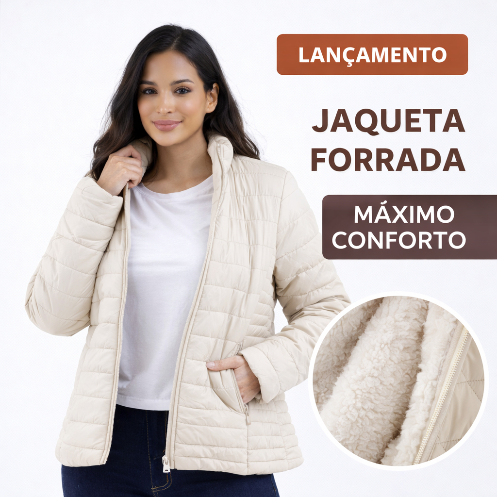 Jaqueta Feminina Metalassê Bobojaco Forrada Quentinha Inverno Lançamento 2026 em Oferta na Shopee
