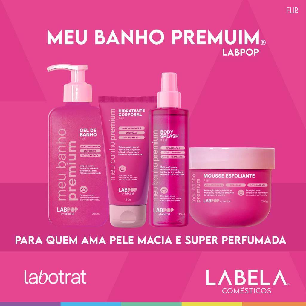 Kit Labotrat It Girl Meu Banho Premium: Gel de Banho 240ml + Mousse Esfoliante 240g + Hidratante 150g + Body Splash 190 em Oferta na Shopee