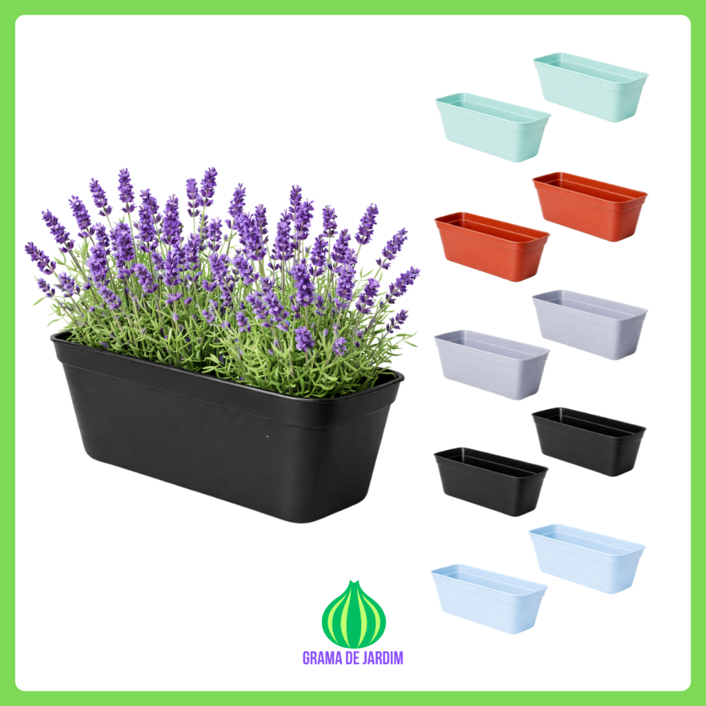 Vaso Retangular 370ml Floreira Mini Preto Colorido Plastico Plantas Flores Decorar Jardim