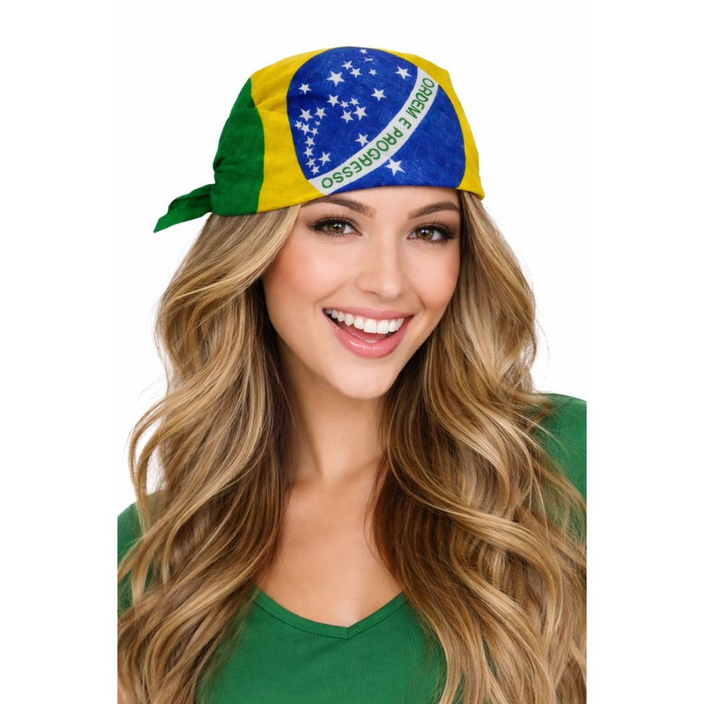 Bandana Lenço Bandeira Copa Do Mundo Jogo Brasil Seleção Torcida Bandeira Brasileira 55x55