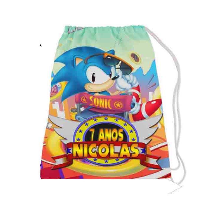 Kit Mochilinha Sacolinha Mochila Saco Sacochila Saquinho Lembrancinha Brinde Aniversario Personalizadas Sonic