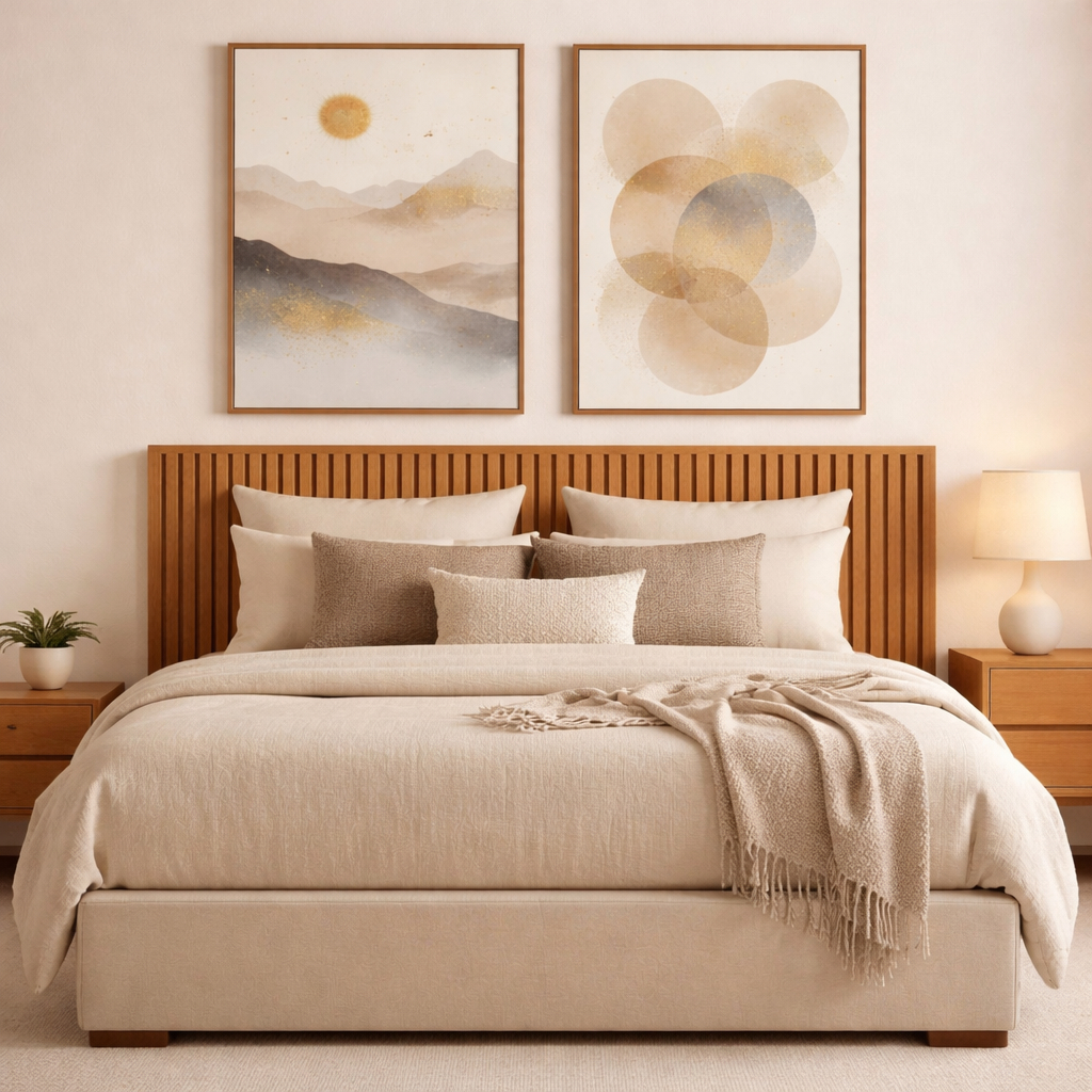 Kit de Cabeceira Ripada em MDF Revestimento Autocolante - King Queen Casal Solteiro