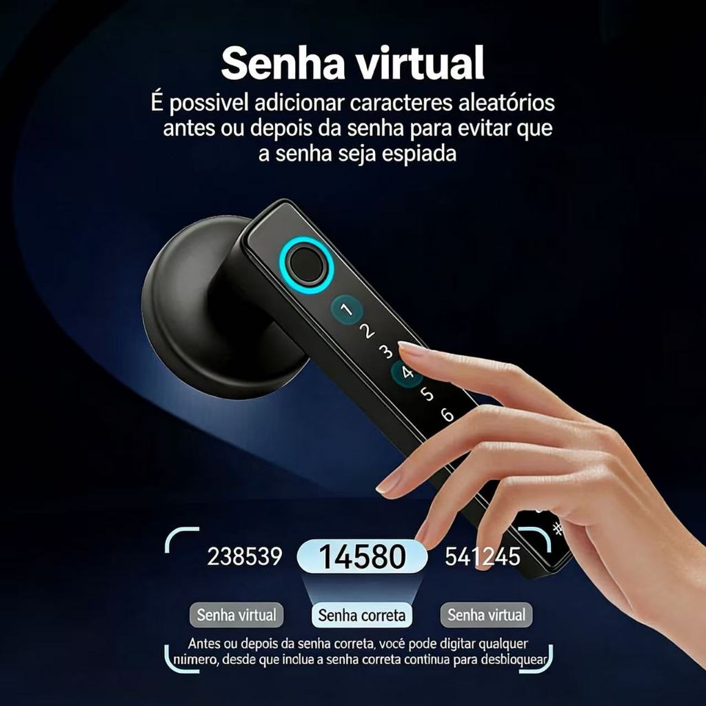 Fechadura Eletrônica Digital com Impressão Digital e Senha | Bluetooth | App Tuya Smartlife | Porta Madeira