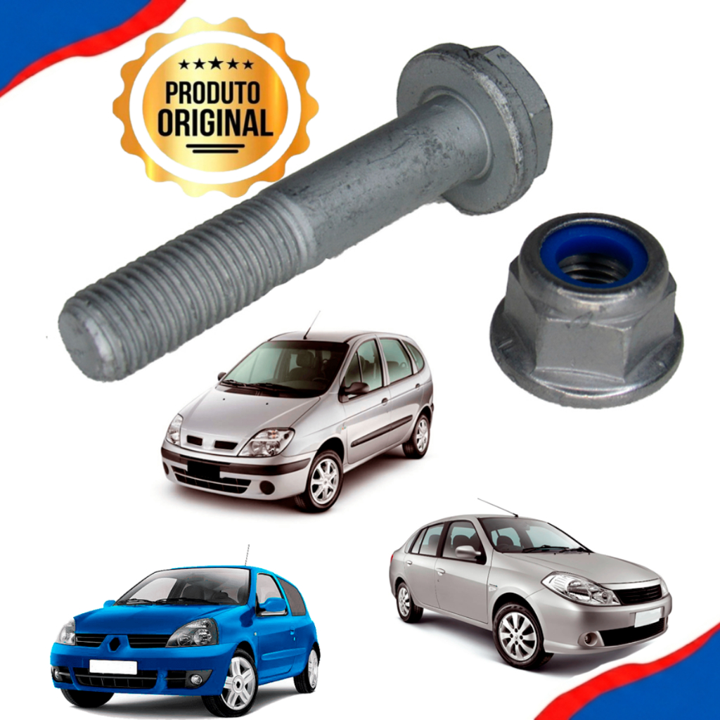Parafuso Pino Pivô Suspensão + Porca Original Renault Clio Megane Sandero Logan Kangoo Symbol Scenic