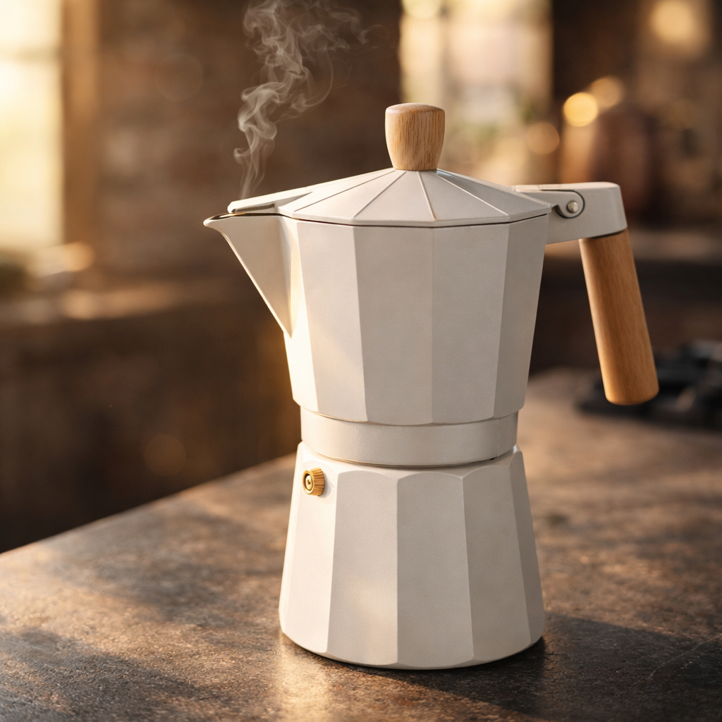 Cafeteira Italiana Milão 6 Xícaras 300ml Alumínio Moka Expresso Fogão Gás Cabo Madeira Manual